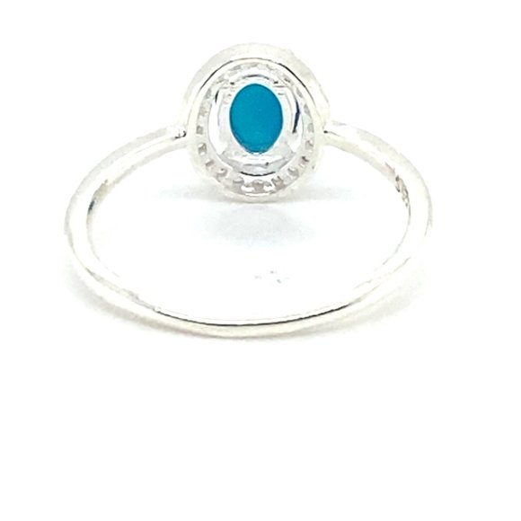 Blue Opal 1.02ct Platinum Finish Solid 925 Sterling Silver Ring - Picture 6 of 8